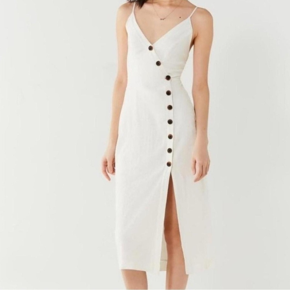 Urban Oufitters Amber Button-Down Linen Sleeveless Midi Dress White size S - Picture 3 of 9